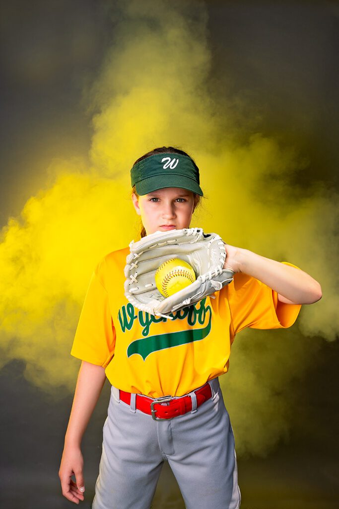 Sport photograph of youth softball player in Bergen County New Jersey