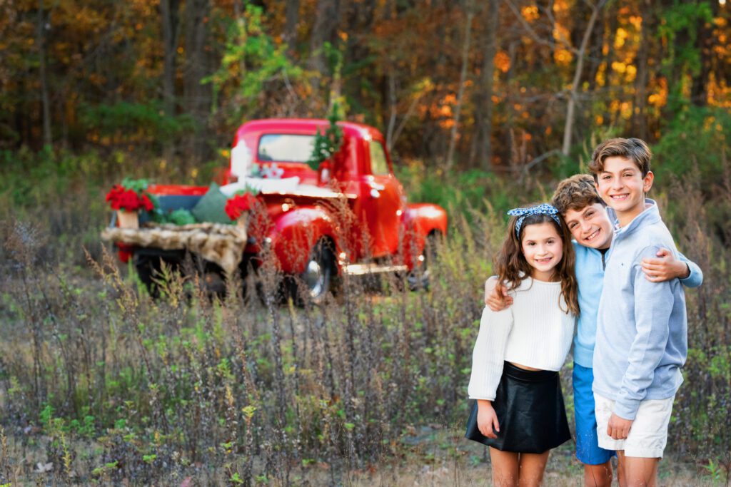 Red Truck Christmas photo shoot in NJ 