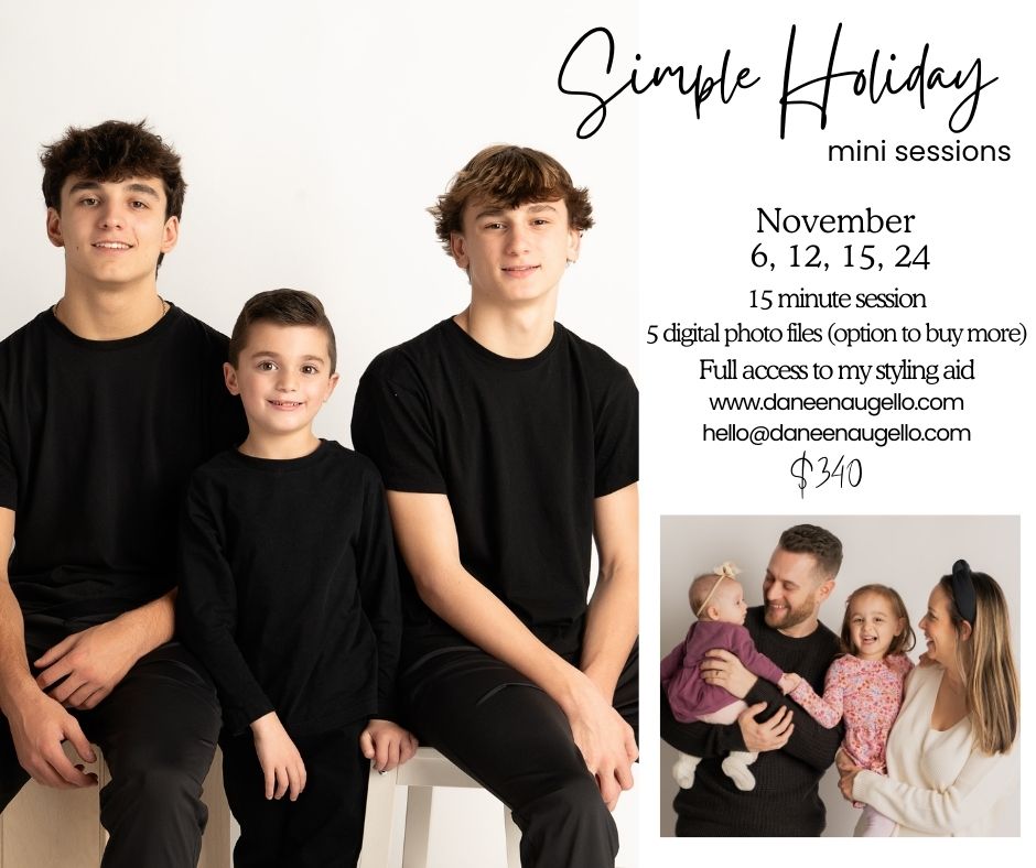 Non-denominational Holiday Photos with simple background in photography studio in Bergen County NJ