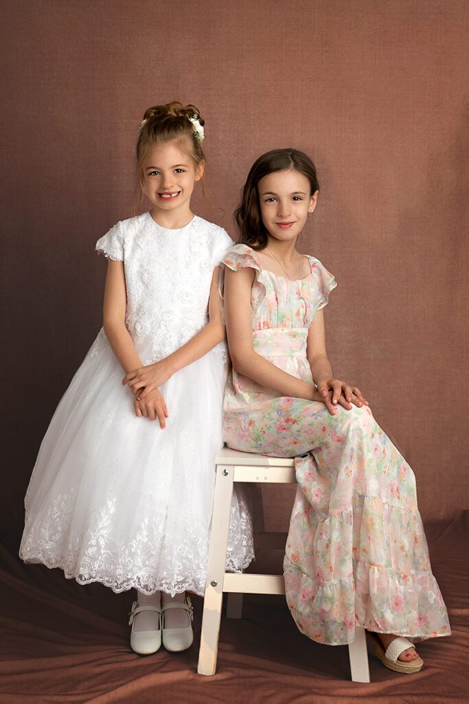 First Communion portrait taken in Northern New Jersey professional photography studio