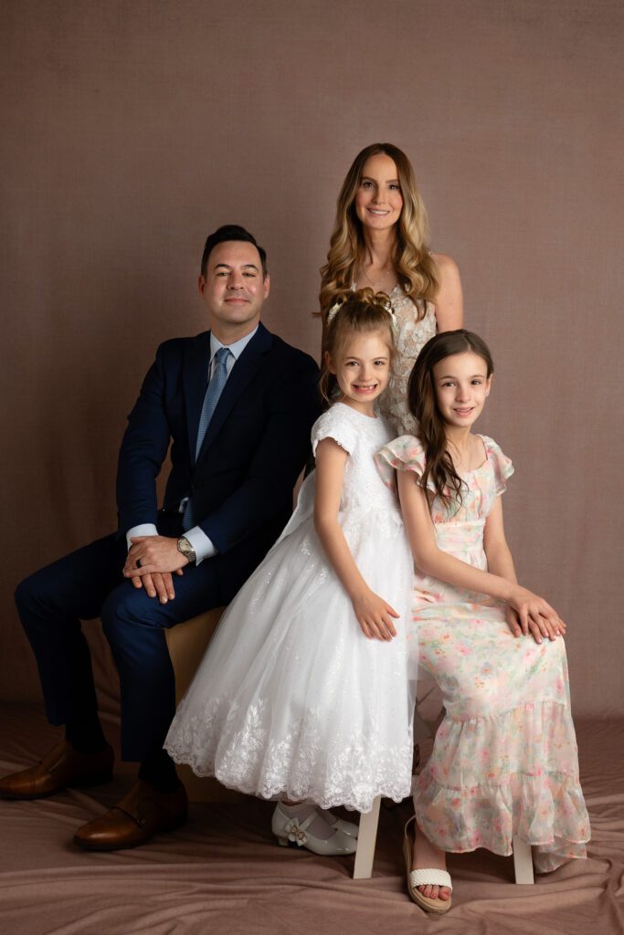 First Communion Photograph of family in studio in Wyckoff New Jersey